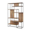 Morris 47.0L x 15.0W x 75.0H Light Brown Wood w/ Black Metal Frame 6-Tier Shelving Unit