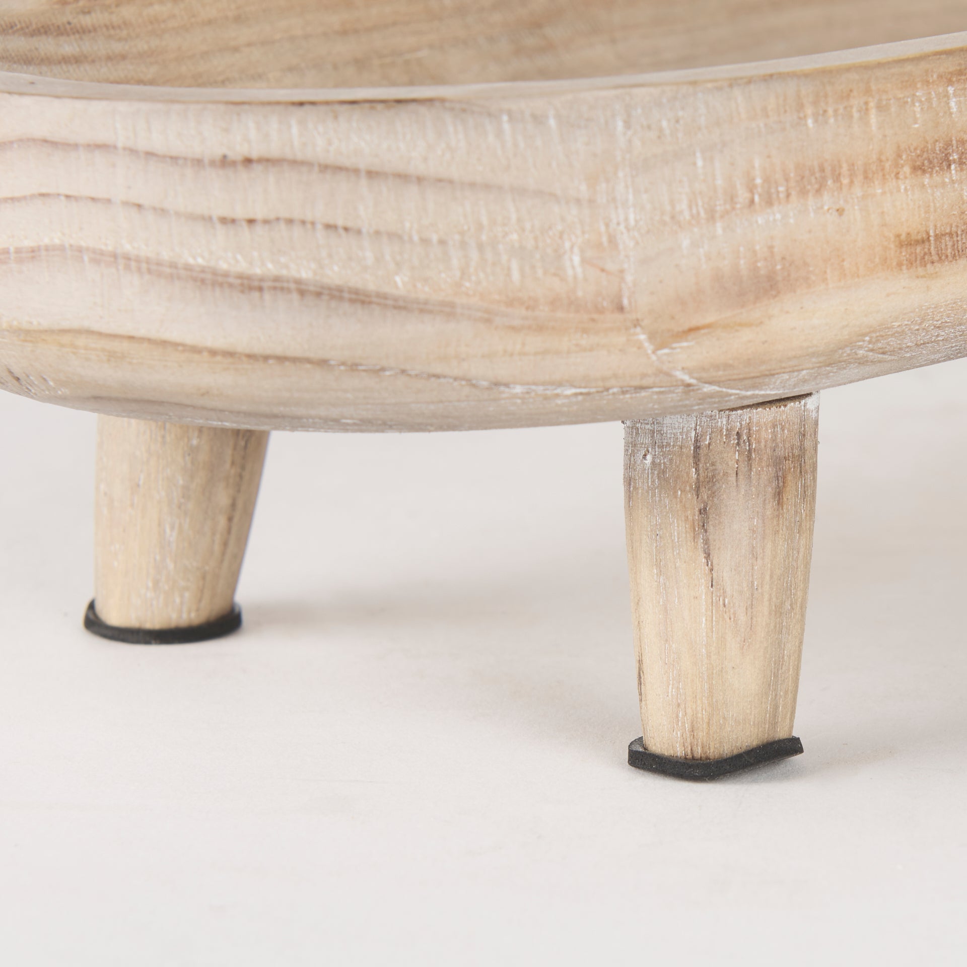 Carver Set of 2 Oblong White Washed Wood Footed Trays