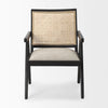 Donna Black Wood Cane-Back w/  Beige Upholstered Seat Accent Chair