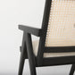 Donna Black Wood Cane-Back w/  Beige Upholstered Seat Accent Chair