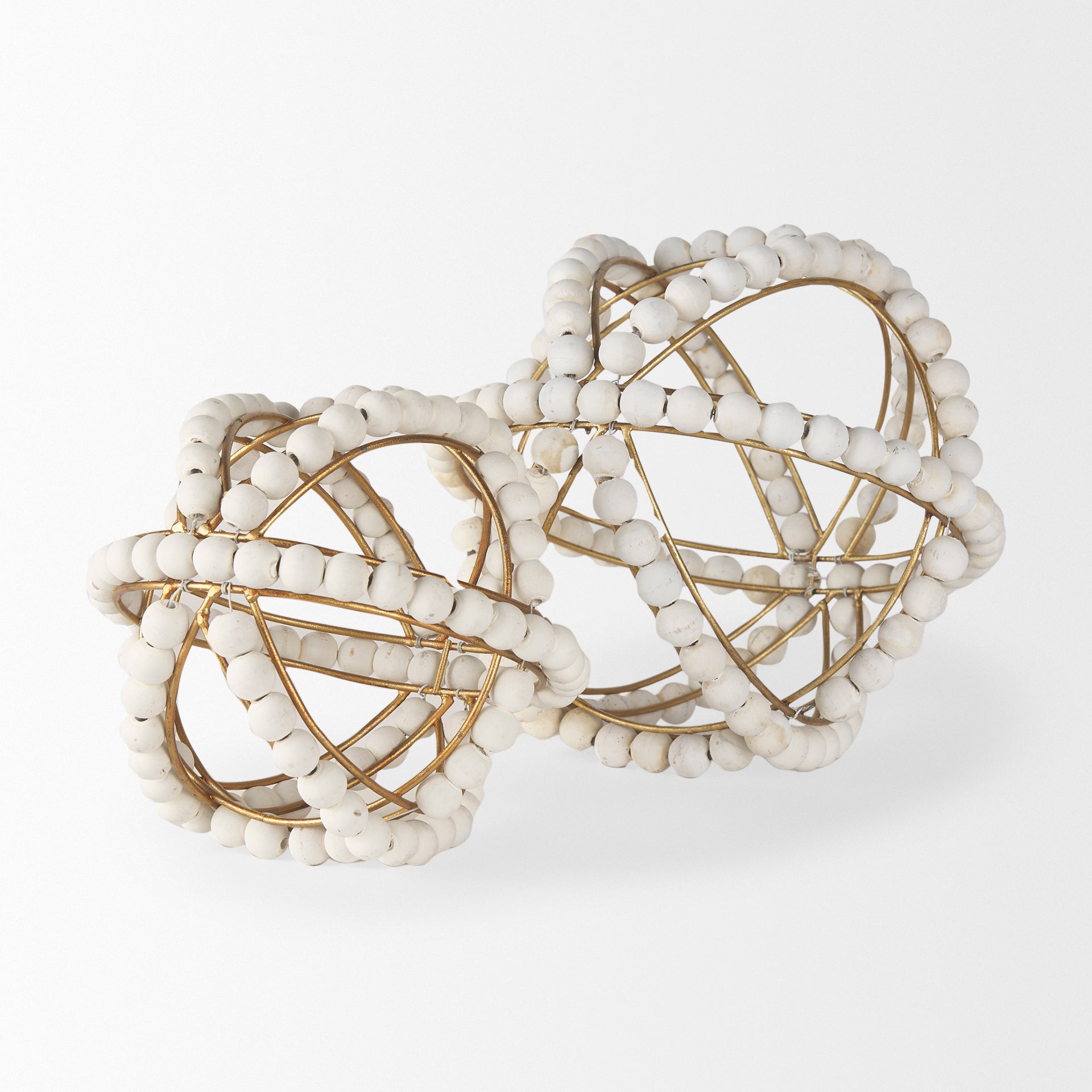 Espanlade II Large White Wooden Beaded Orb