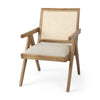 Donna Light Brown Wood Cane-Back w/ Beige Upholstered Seat Dining Chair