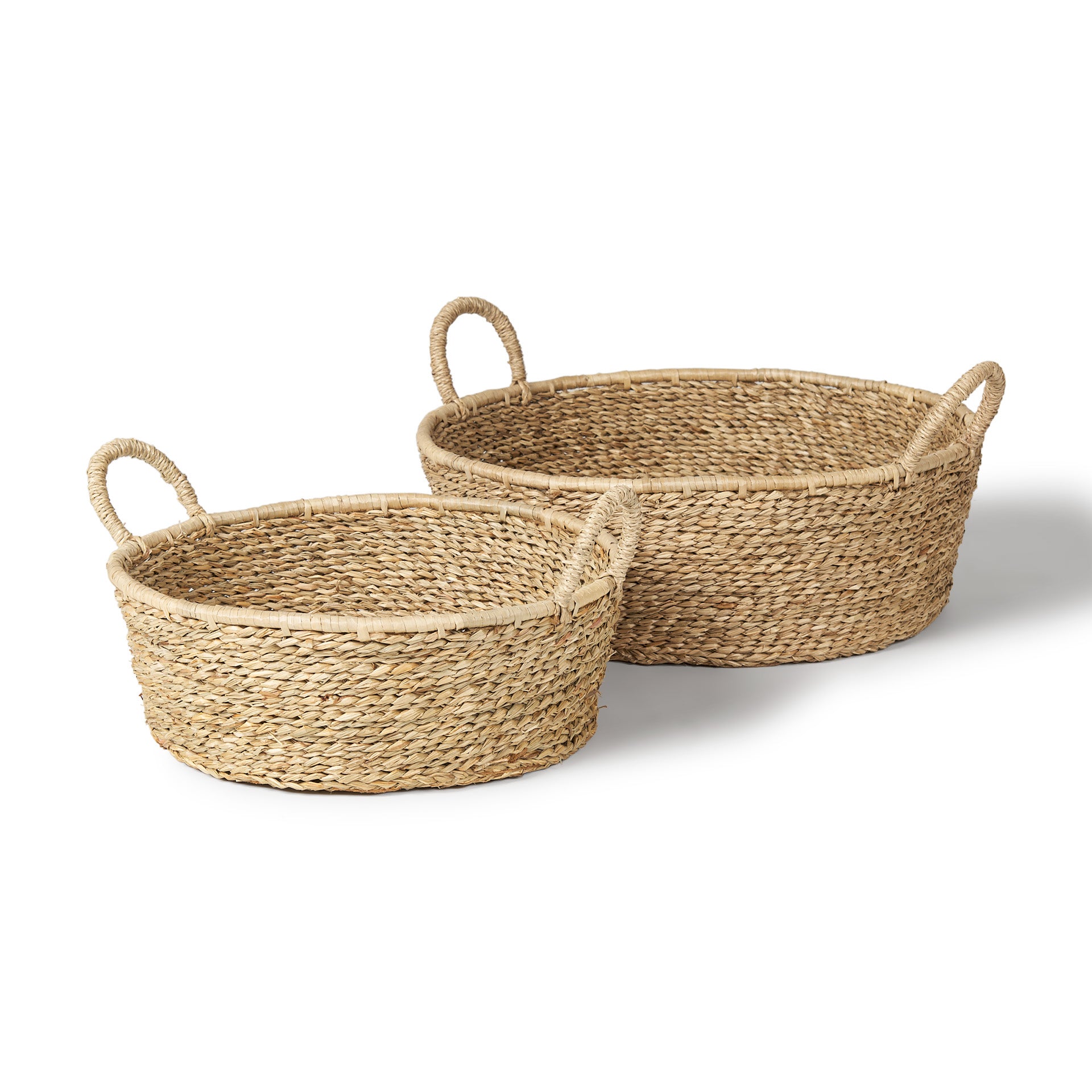 Ayanna Set of 2 Deep Nesting Seagrass Baskets w/ Handles