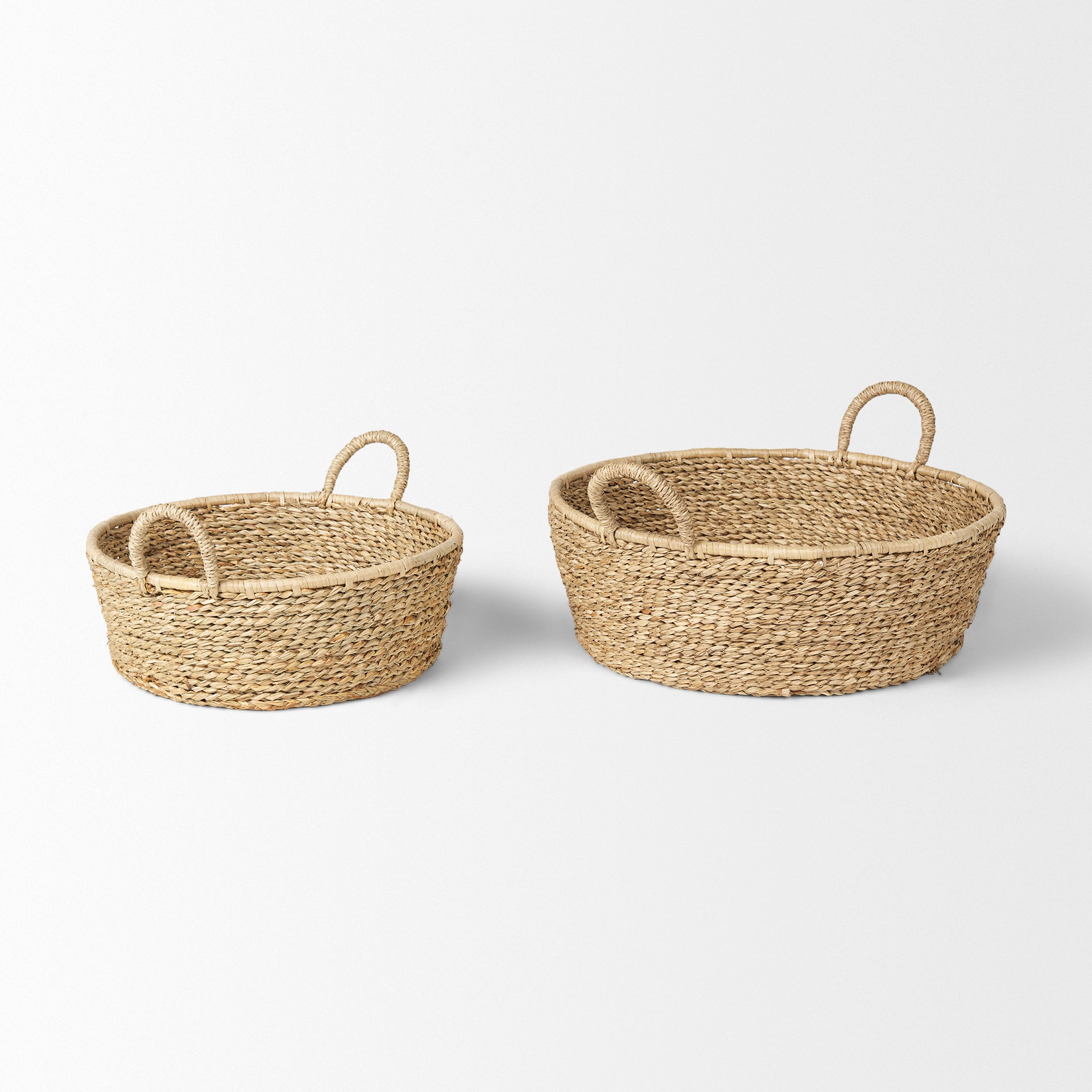 Ayanna Set of 2 Deep Nesting Seagrass Baskets w/ Handles