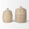 Kairi Set of 2 Seagrass Floor Baskets w/ Lids and Handles