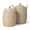 Kairi Seagrass Floor Baskets w/ Lids and Handles