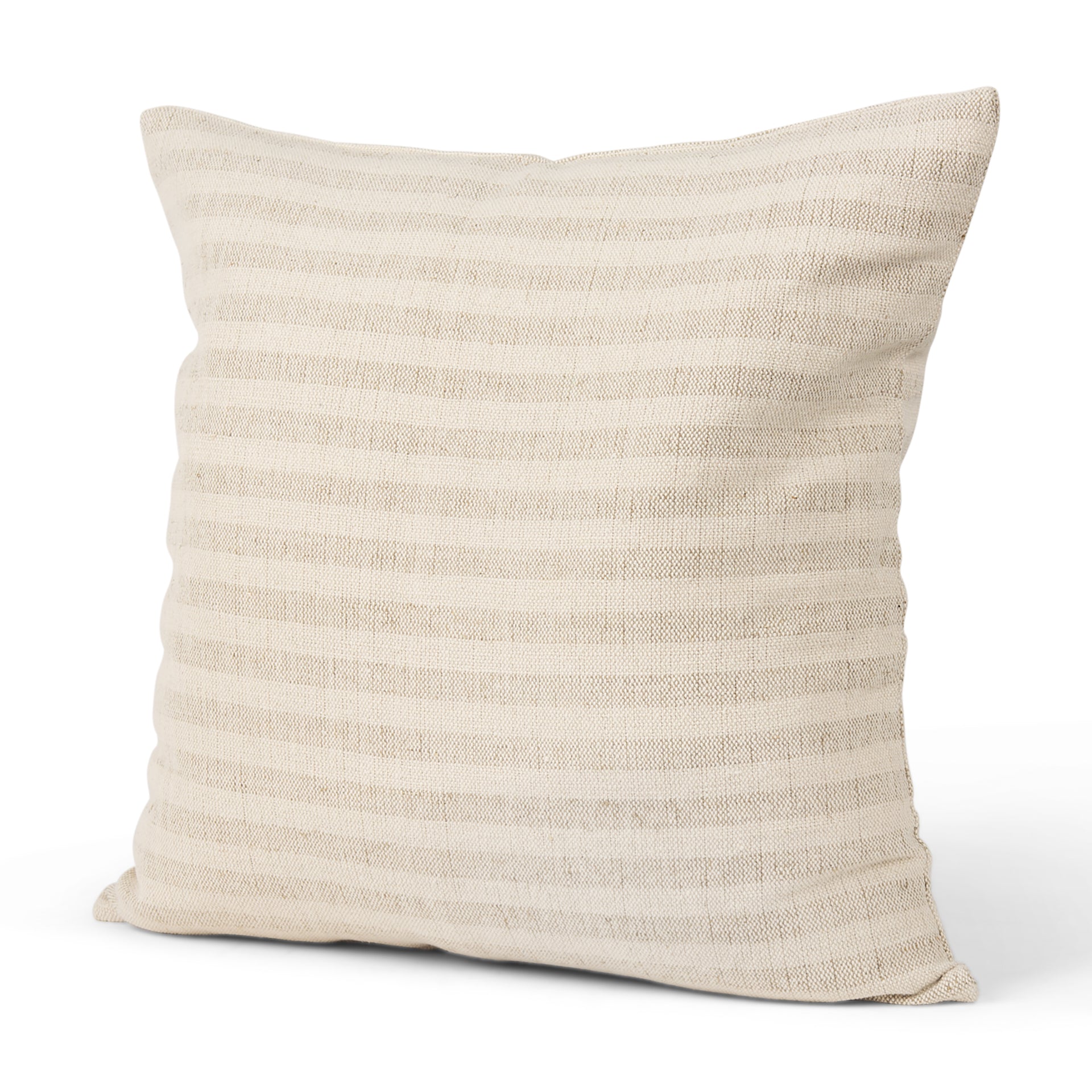 Jace Cream w/ Beige Stripe Linen-Cotton Square Decorative Pillow Cover-thumbmail-1