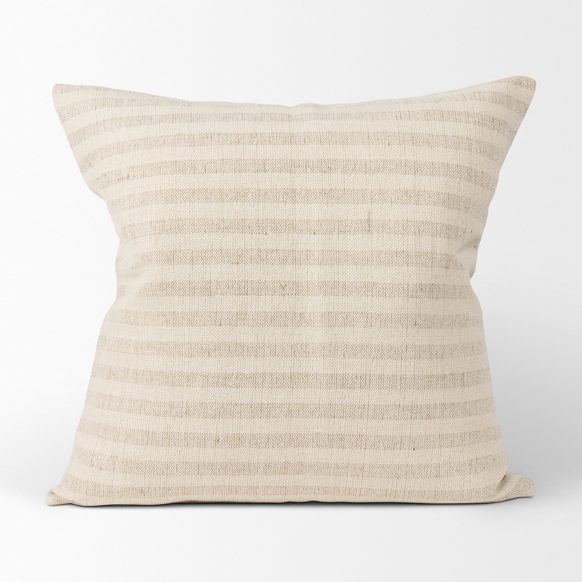 Jace Cream w/ Beige Stripe Linen-Cotton Square Decorative Pillow Cover-thumbmail-4