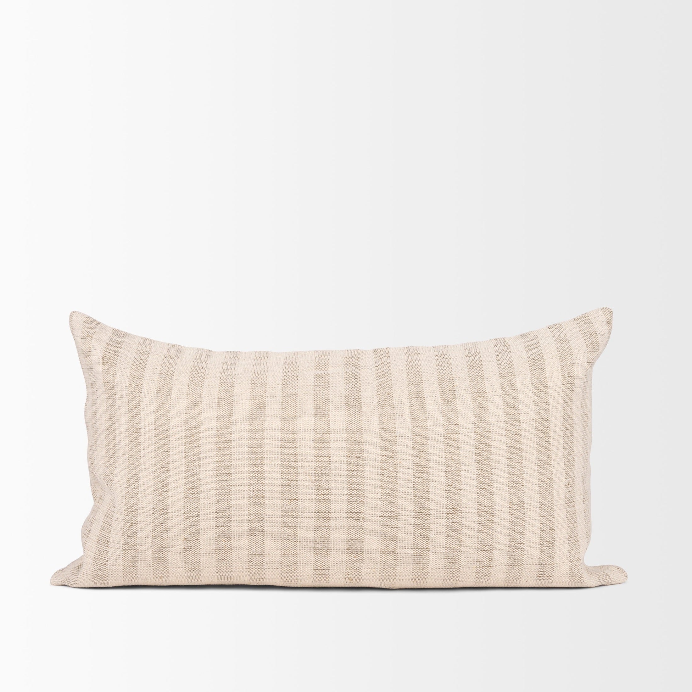 Jace Cream w/ Beige Stripe Linen-Cotton Square Decorative Pillow Cover-thumbmail-10