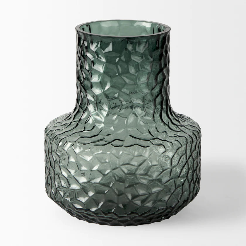 Jolene Short Green Glass Vase