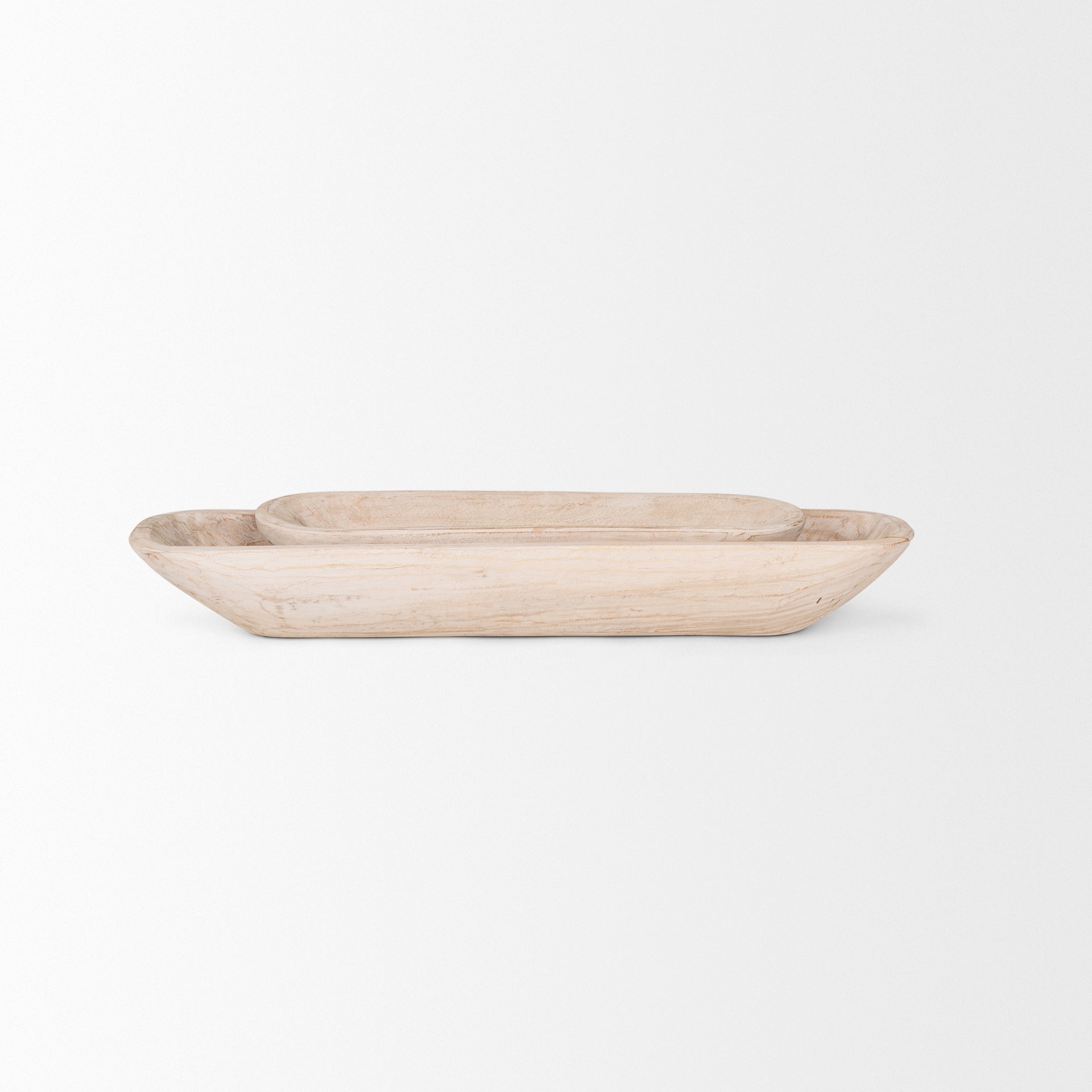 Athena Set of 2 Extra Large Light-Wash Reclaimed Wood Trays