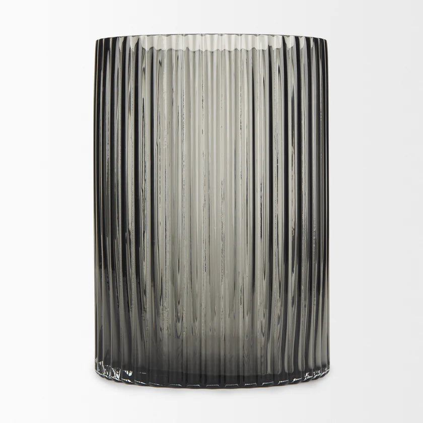 Dawn Short Smokey Black Glass Vase