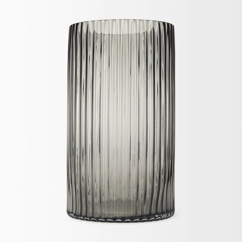 Dawn Tall Smokey Black Glass Vase