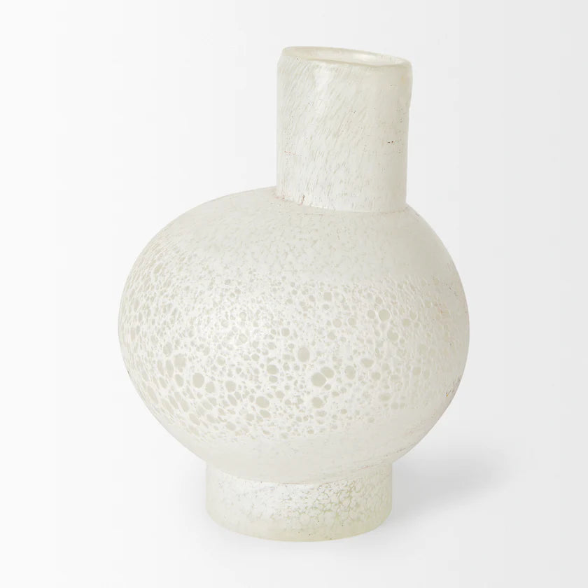 Heket Short White Glass Vase