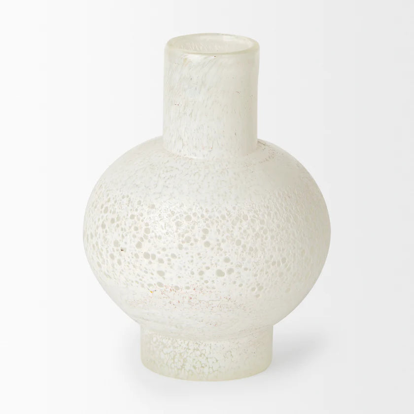 Heket Short White Glass Vase