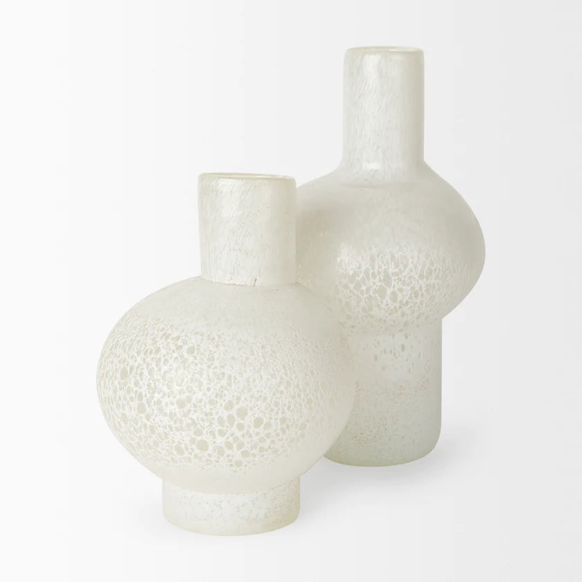 Heket Short White Glass Vase