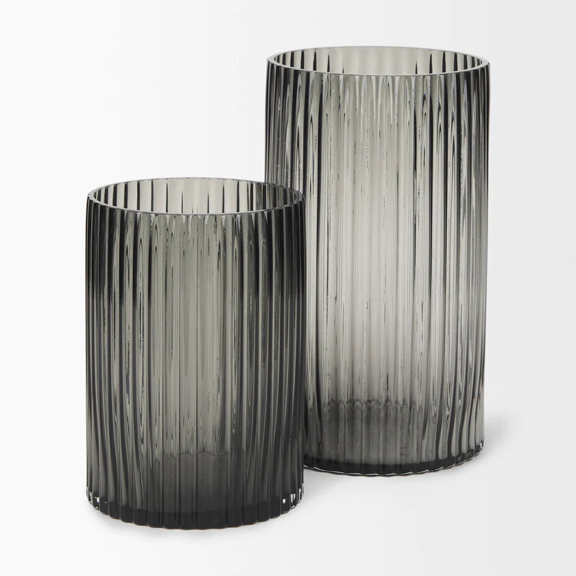 Dawn Tall Smokey Black Glass Vase