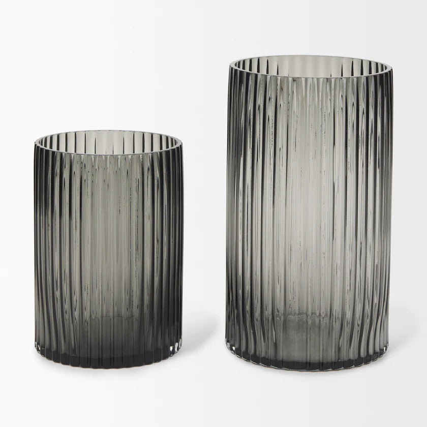 Dawn Tall Smokey Black Glass Vase