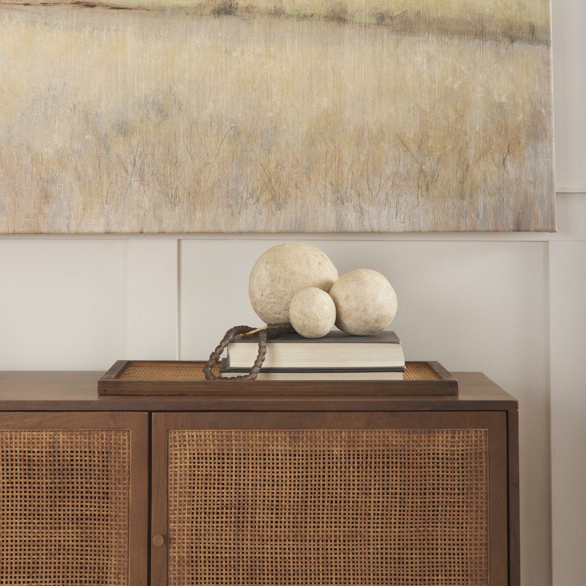 Sunita Set of 3 Beige Paper Mache Orbs