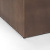 Minara Square Brown Leather Wrapped w/Wood Base Ottoman