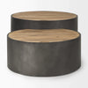 Eclipse Gunmetal Gray Drum Base w/ Brown Wood Top Nested Coffee Table