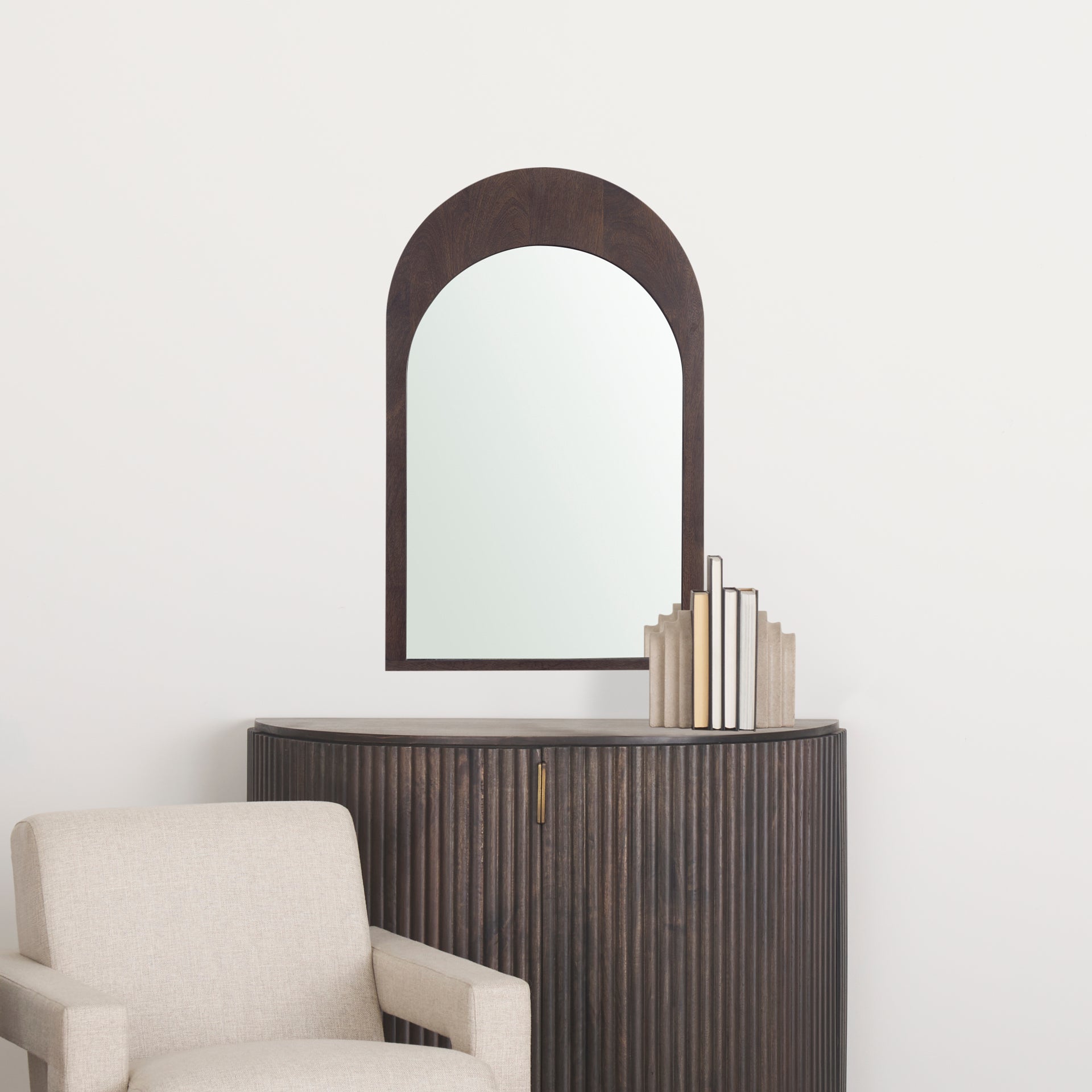 Celeste Dark Brown Wood Arched Mirror-thumbmail-5