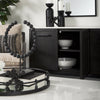 Divina Black-Brown Wood w/ White Marble Top and Black Metal Base Sideboard