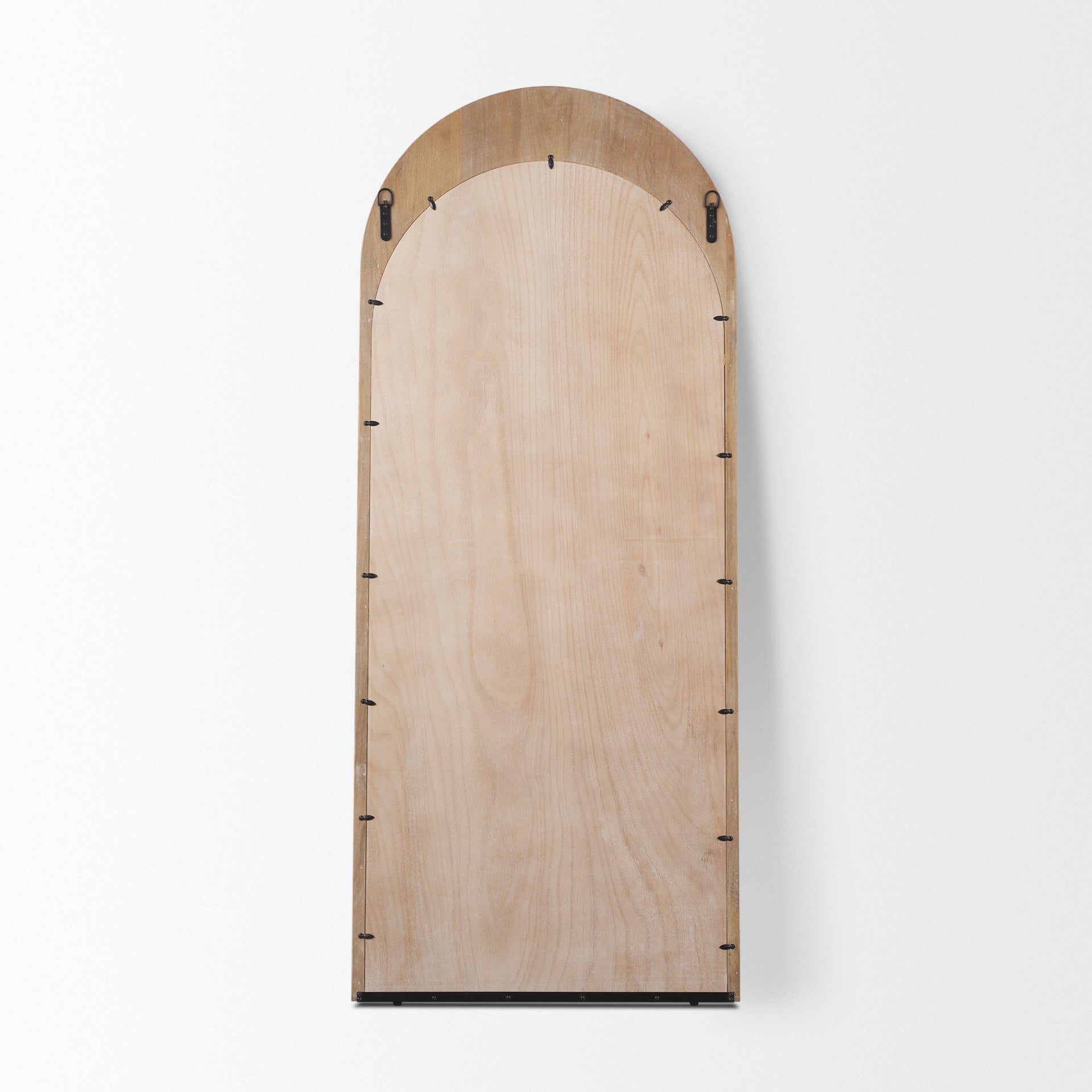 Celeste Light Brown Wood Arched Floor Mirror-thumbmail-3