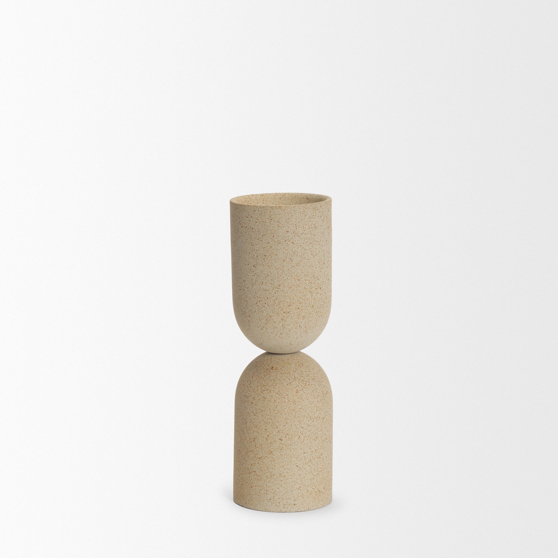 Qamra Tall Beige Textured Metal Pillar Candle Holder-thumbmail-2