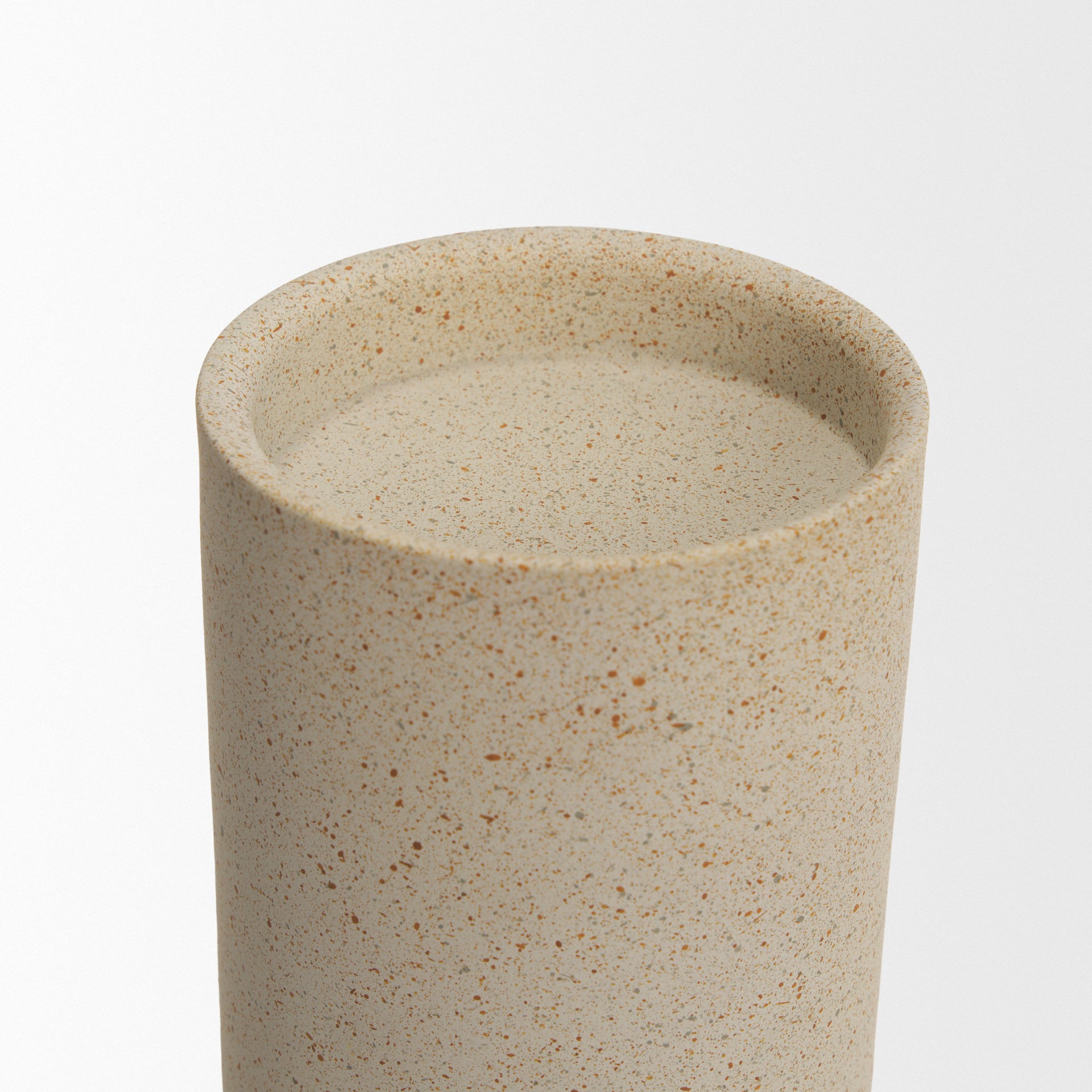 Qamra Medium Beige Textured Metal Pillar Candle Holder