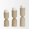 Qamra Medium Beige Textured Metal Pillar Candle Holder