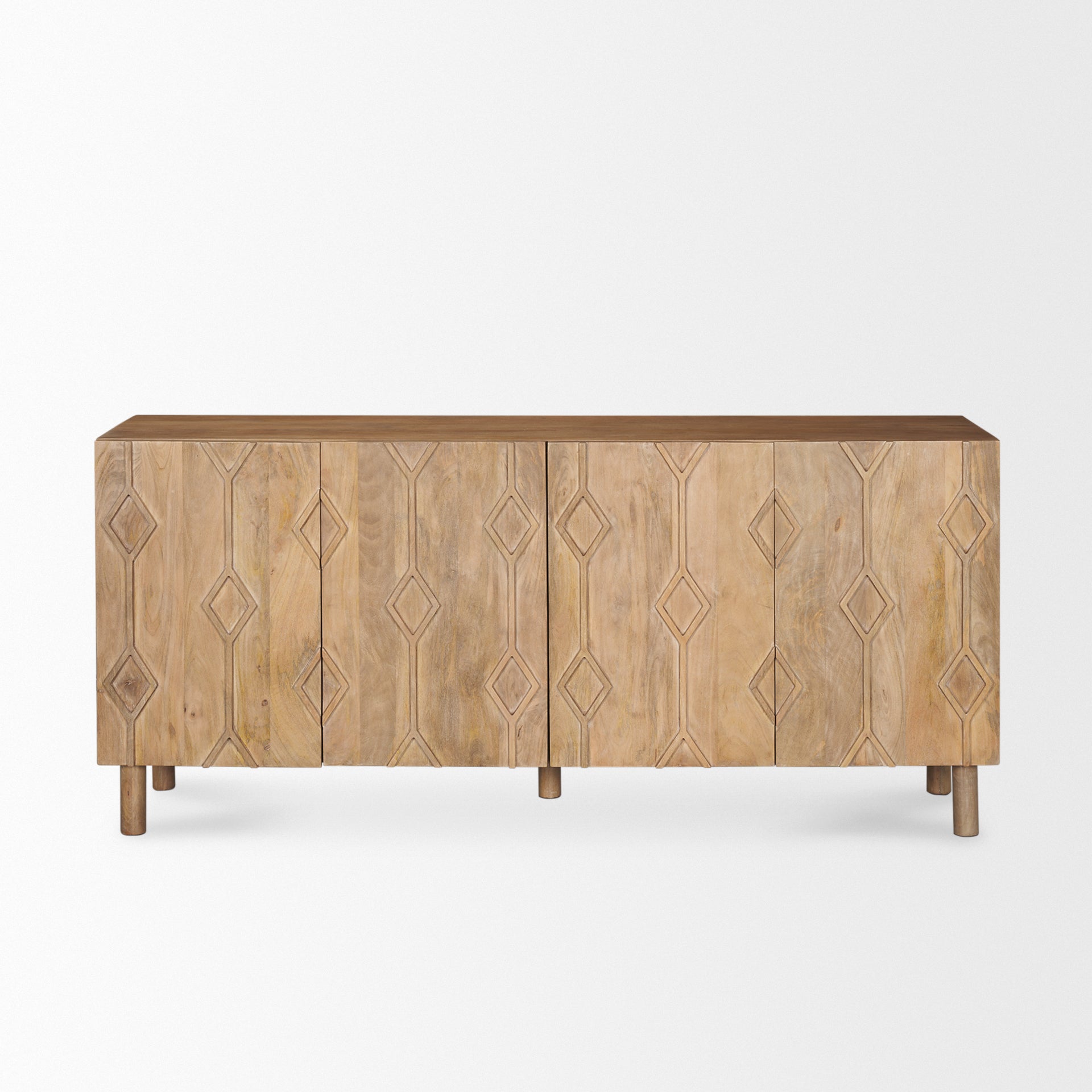 Heera Dark Brown Diamond Motif w/ Shelf Sideboard-thumbmail-1