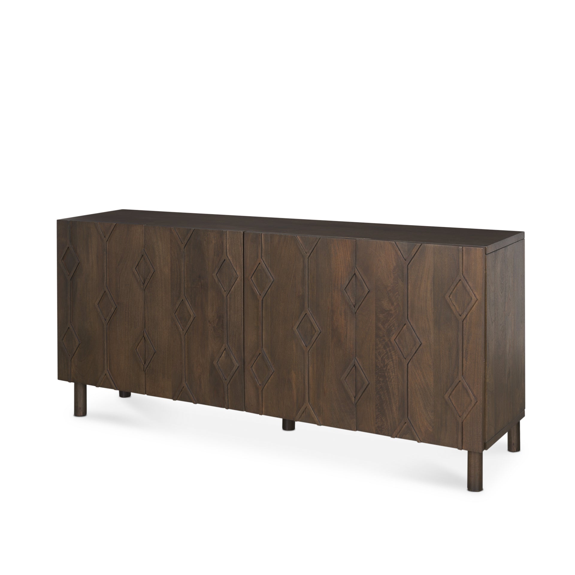 Heera Dark Brown Diamond Motif w/ Shelf Sideboard-thumbmail-3