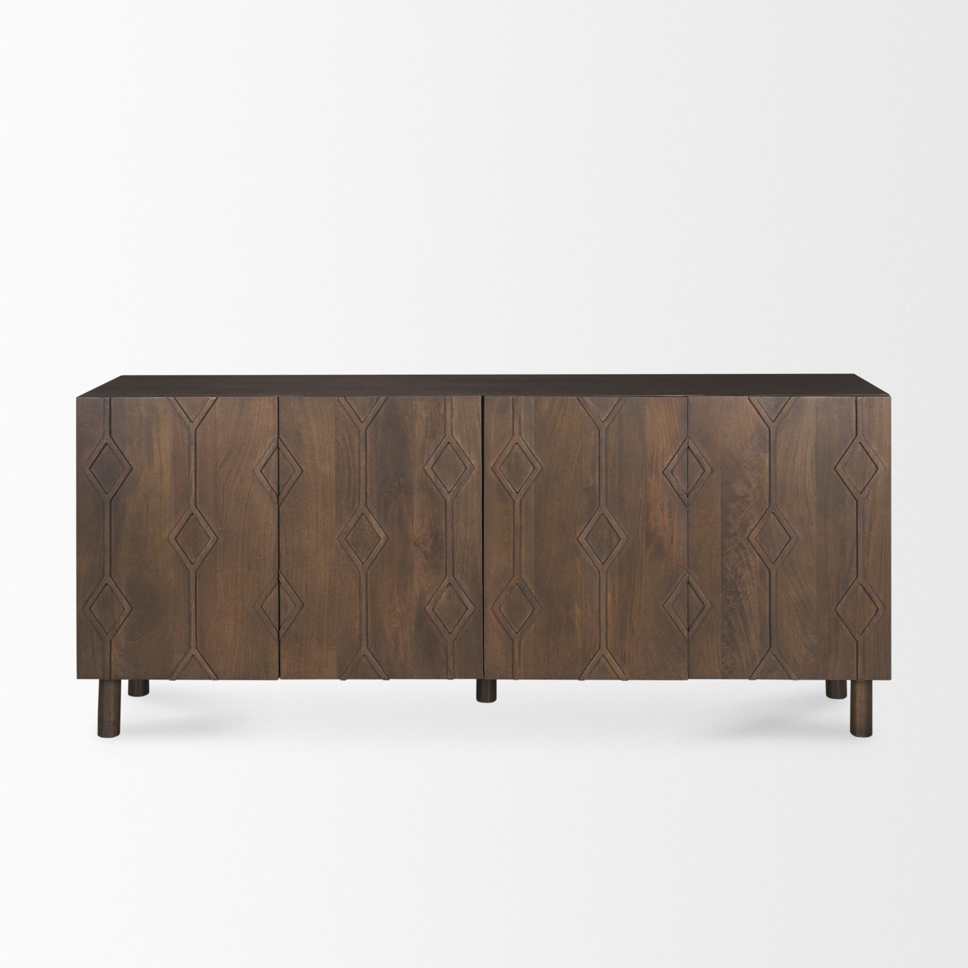 Heera Dark Brown Diamond Motif w/ Shelf Sideboard-thumbmail-2