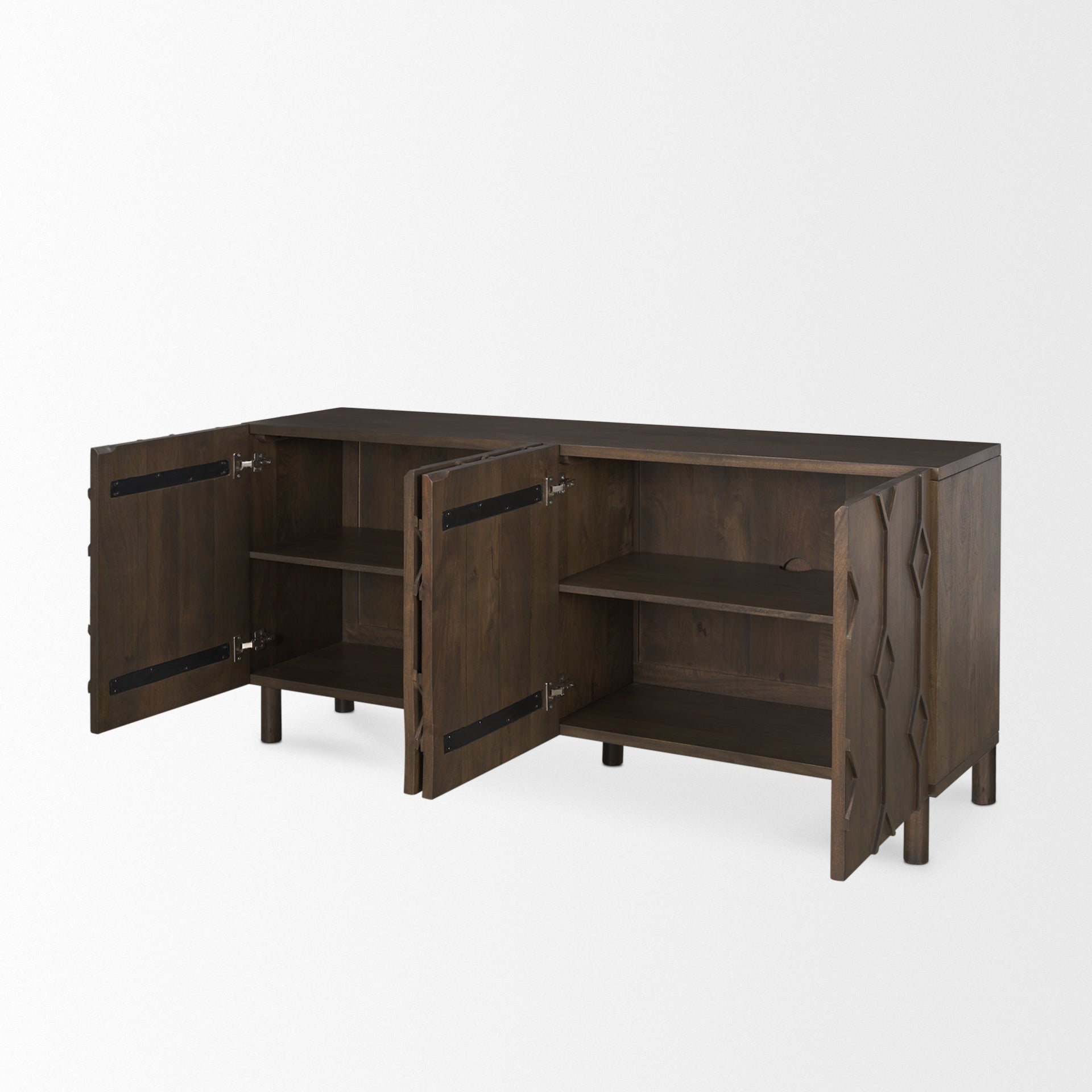 Heera Dark Brown Diamond Motif w/ Shelf Sideboard-thumbmail-5