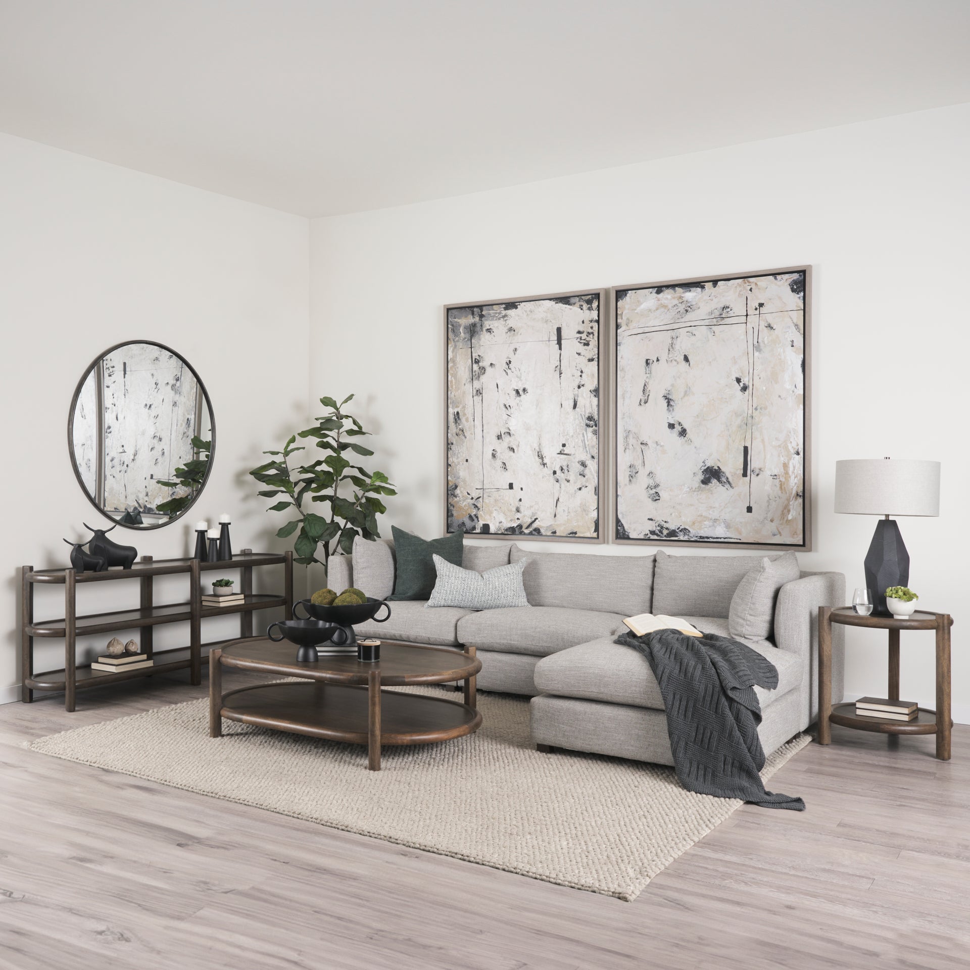 Romi Dark Brown Wood w/ Bottom Shelf Oval Coffee Table-thumbmail-6