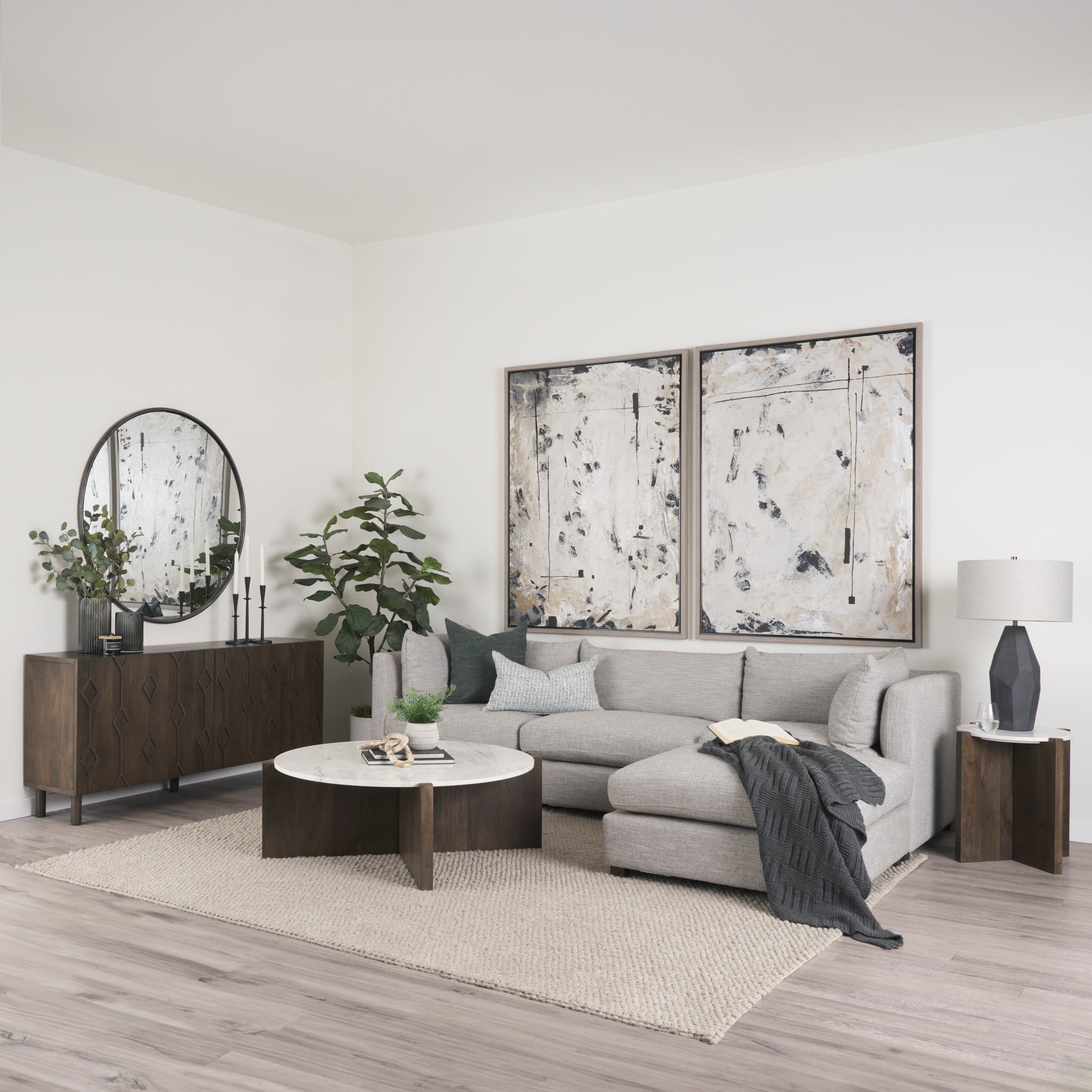Heera Dark Brown Diamond Motif w/ Shelf Sideboard-thumbmail-8