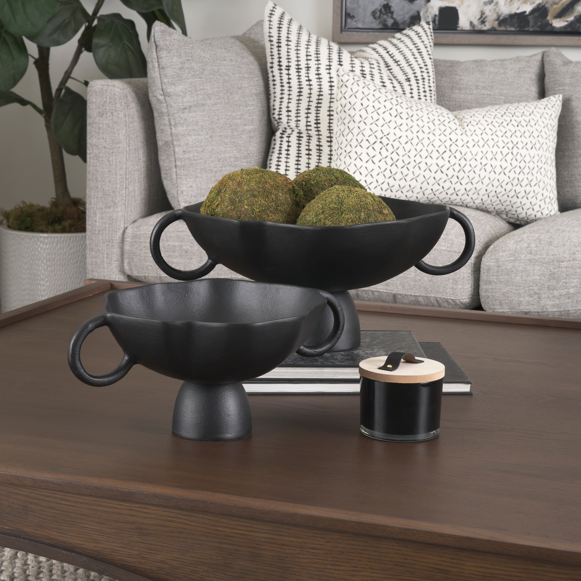 Radka Large Matte Black Metal Decorative Bowl-thumbmail-2