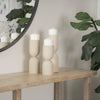 Qamra Medium Beige Textured Metal Pillar Candle Holder