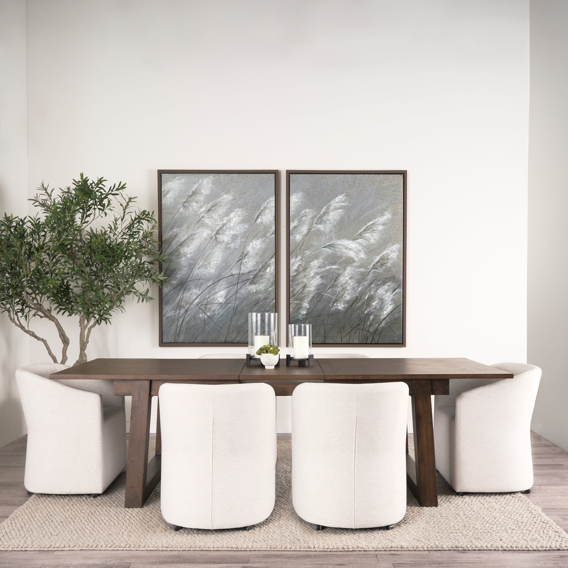 Takota Dark Brown Rectangular Oak Wood w/ Birch Wood Legs Extendable Dining Table