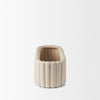 Mira Wide Textured Blush Beige Fluted Ceramic Vase