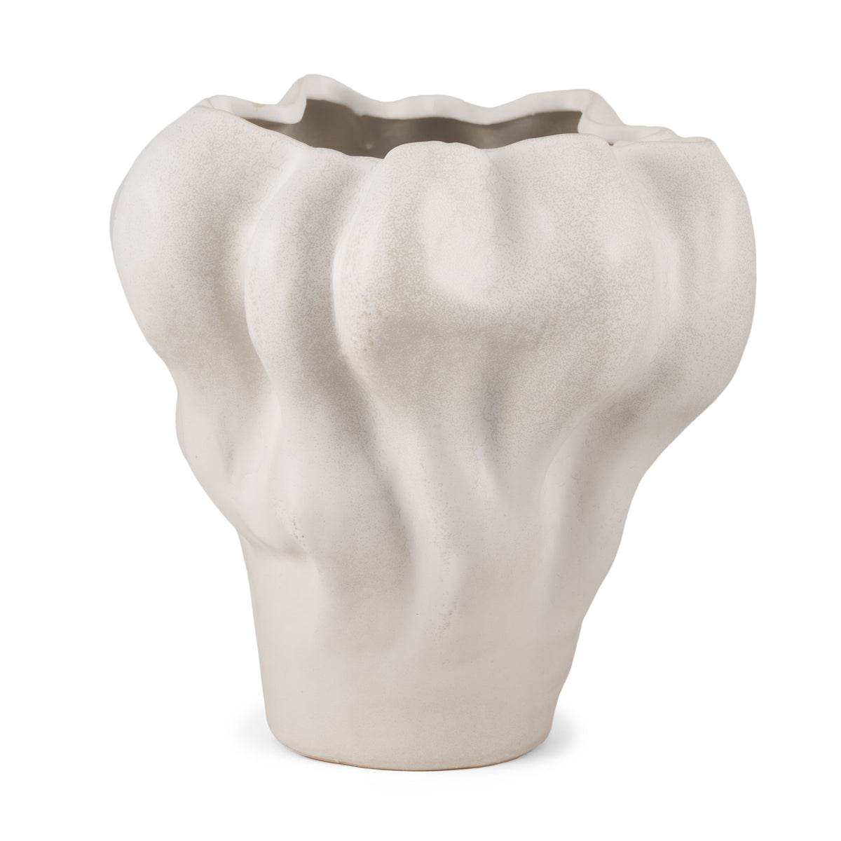 Vanna Sculptural Cream Glazed Ceramic Vase-thumbmail-1