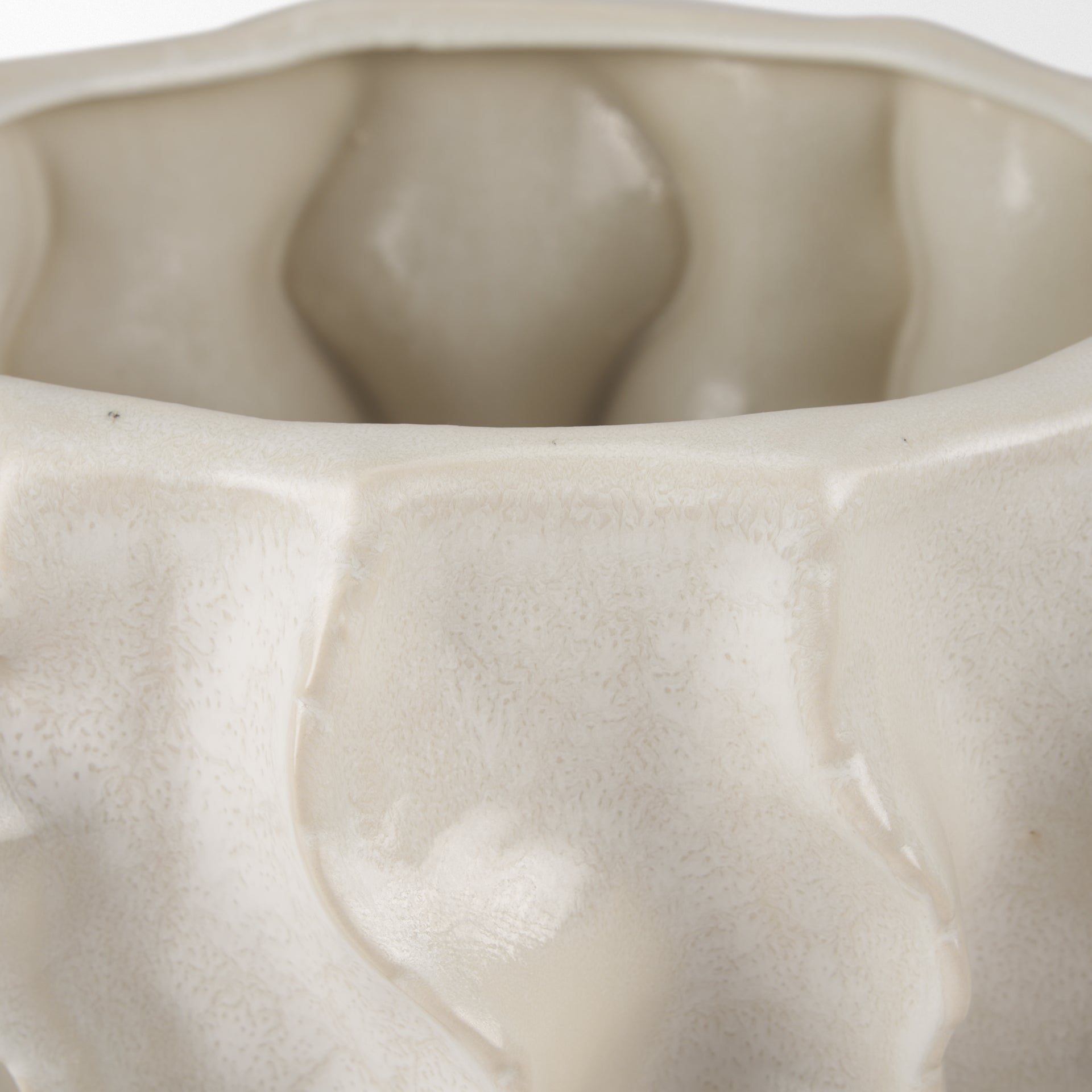 Vahn Sculptural Cream Glazed Decorative Ceramic Bowl