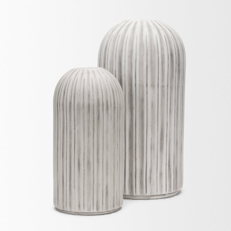 Ummi Tall Off White w/ Gray-Brown Antiquing Ceramic Floor Vase