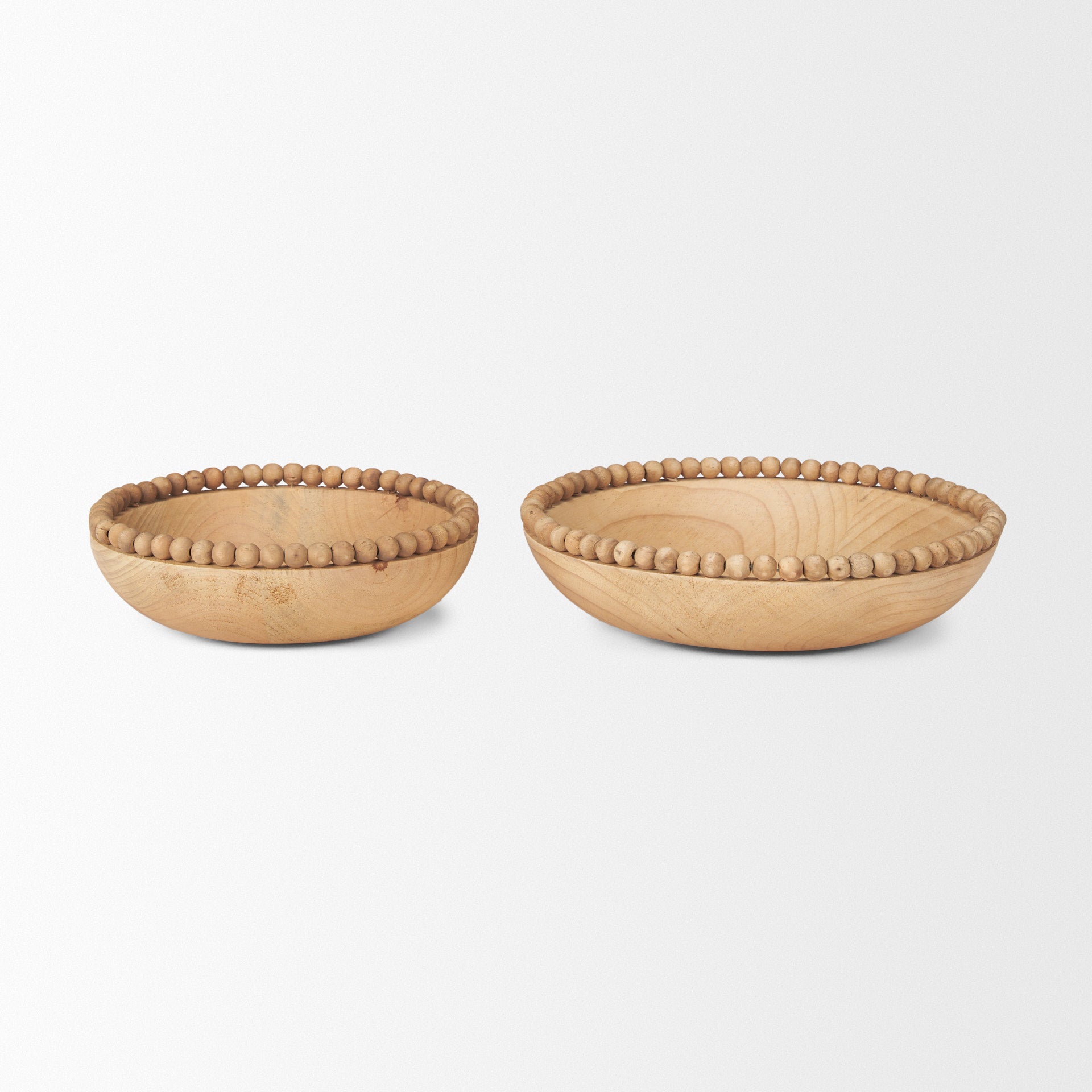 Wendell Light Brown Wood w/ Wood Beads Round Bowls