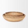 Wendell Light Brown Wood w/ Wood Beads Round Bowls