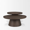 Takoda Dark Brown Wood Tapered Drum Nesting Coffee Tables