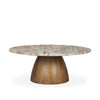 Allyson Round Brown Pedestal w/Savar Pink Marble Top Coffee Table