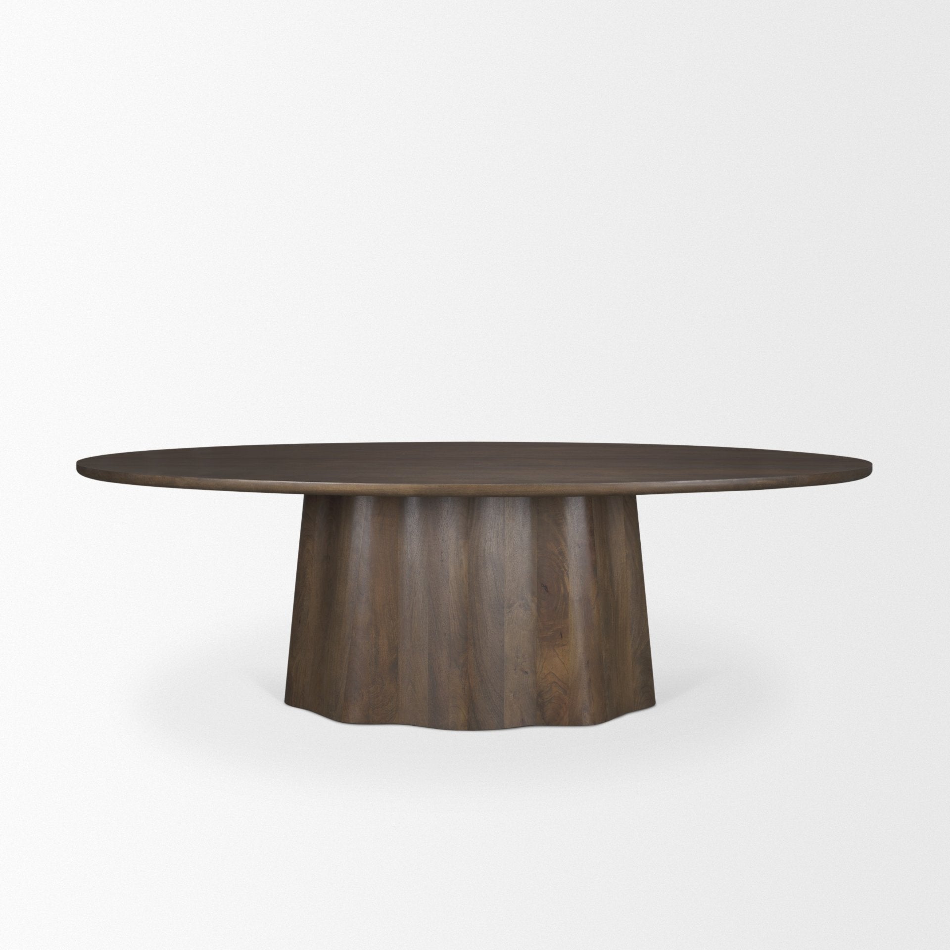 Jovani 94" Solid Dark Brown Mango Wood Oval Dining Table-thumbmail-2
