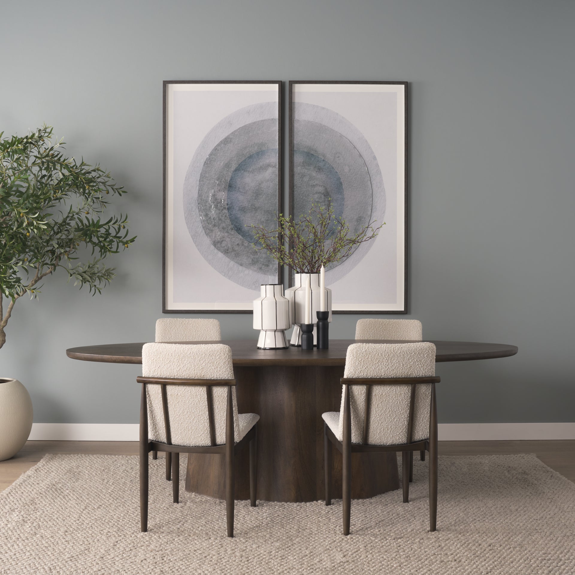 Jovani 94" Solid Dark Brown Mango Wood Oval Dining Table-thumbmail-3